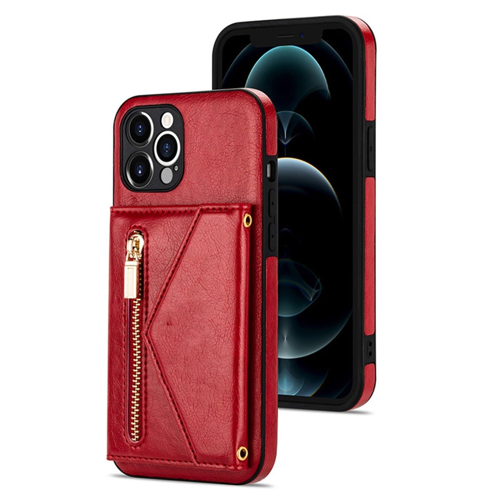 Generico Custodia per iPhone 16 PRO Max/16 Pro/16 Plus/16, Protettiva Silicone Guscio Supporto Case con Cordino Cover(Rosso,16)
