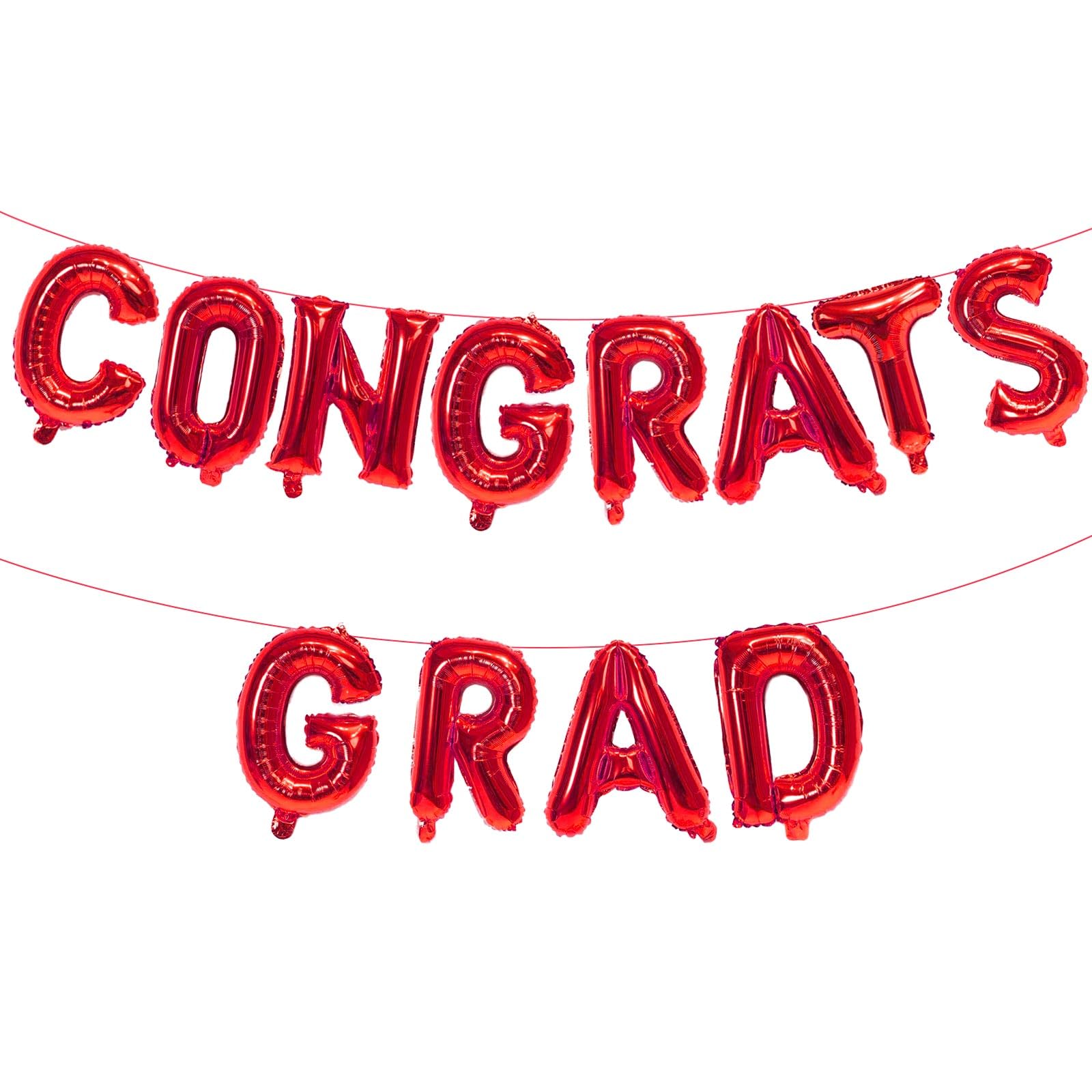 KALOR 16 Inch Red Congrats Grad Banner Balloons, Red Congrats Grad Letters Sign, Graduation Decorations 2026 for Graduation Party Decorations 2026