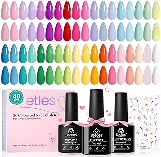 beetles Gel Nail Polish Set - 40 Pcs 36 Colors Nail Polish Kit Pink Red ...
