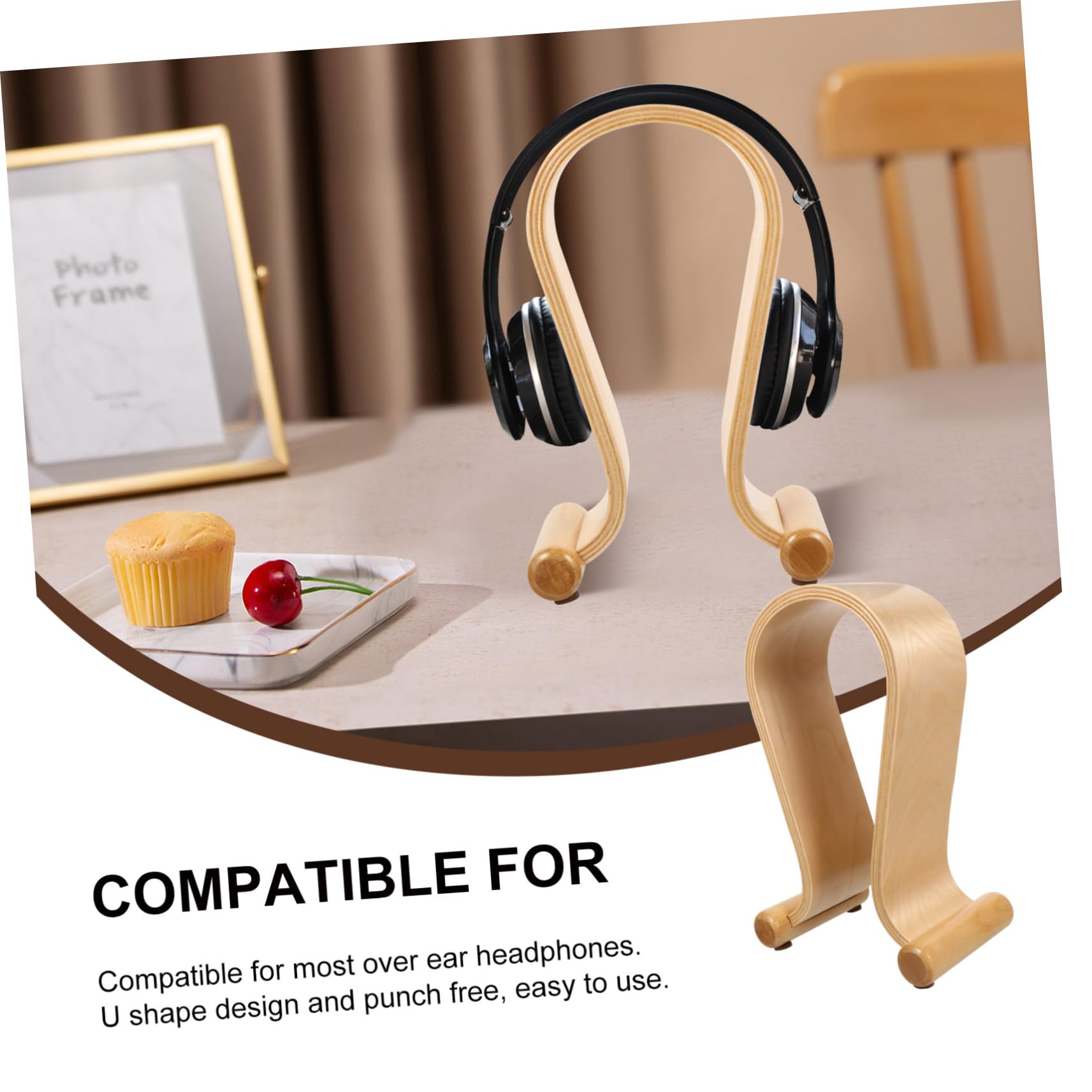 UKCOCO Kopfhörerständer Aus Holz U-förmiger Kopfhörerhalter Stabiler Stand Für Headset Platzsparend Passend Für Zuhause Und Büro