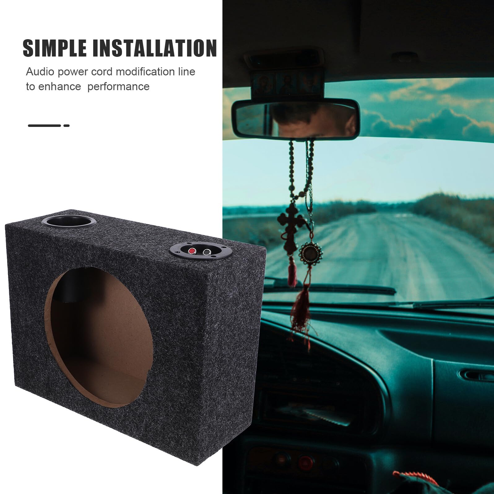 Healeved Caja Diseño Ultradelgado para Coche de 10 Pulgadas para Subwoofer y Material de Madera Que Mejora el Rendimiento de Graves y Facilita la Instalación