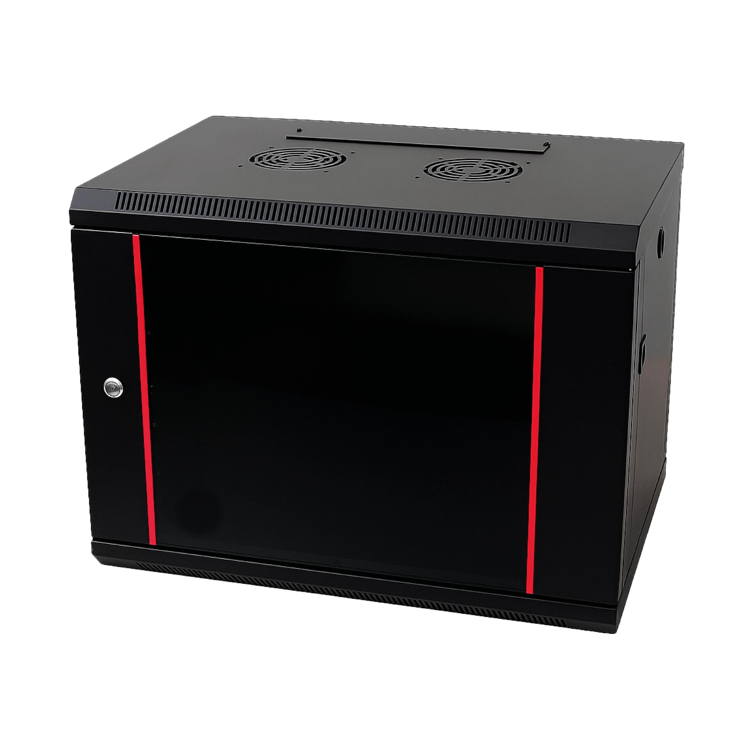 Baseline Baie Informatique 19 Pouces 9 U avec Port en Verre 600x450x500mm (LxPxH) - Noir - Charge admissible 50 kg - Montage Mural - Armoire Serveur - Boîtier Mural - Rack Serveur - Boîtier