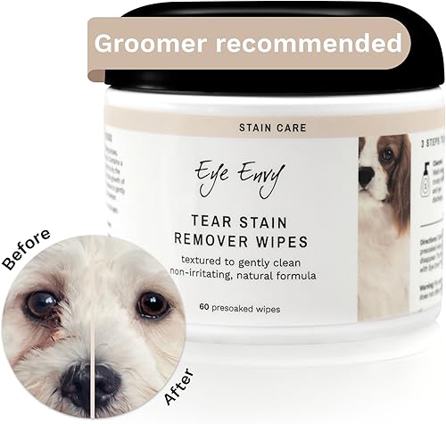 Vista 9 de Eye Envy Toallitas para manchas de lágrimas para perros, texturizadas para limpiar suavemente, remojadas en fórmula 100% natural, recomendadas por