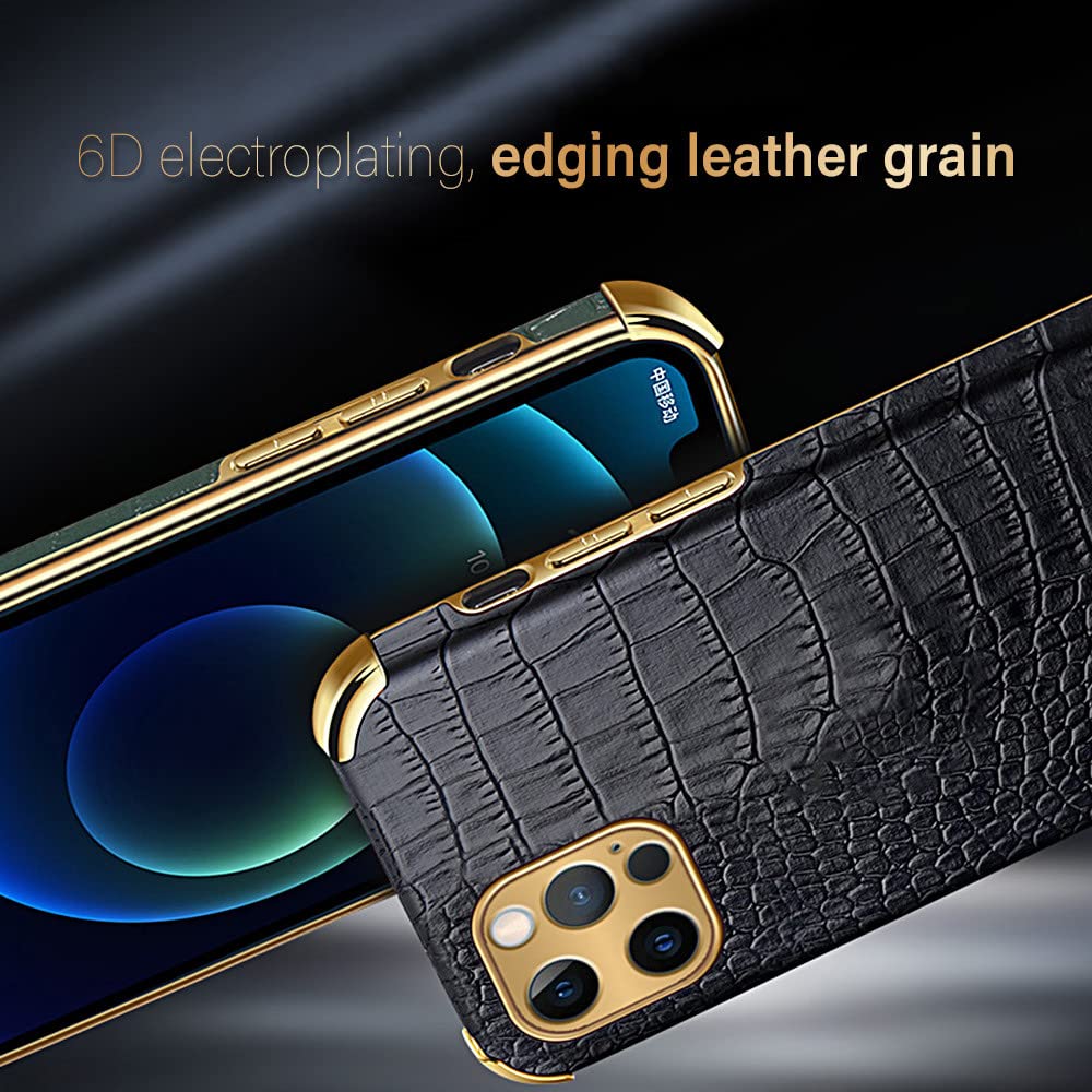 nincyee Vera Pelle Custodia per iPhone 13 Mini,Classic Motivo Coccodrillo Pelle Vera Piena Copertura Paraurti
