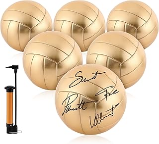 Hiboom Balón de voleibol con autógrafo dorado tamaño 5 con bomba de aire para trofeos, premios de jugadores, escuela secundaria, aniversario, entrenamiento, regalo, premios, fiesta de campeonato