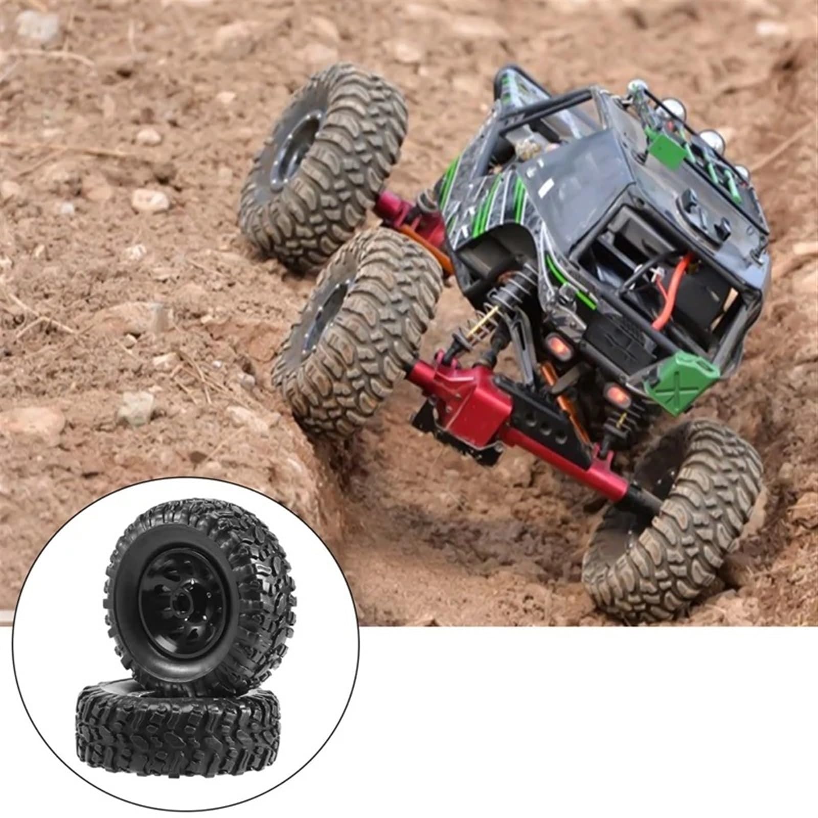 RC Pneus Jante Compatible avec WPL C14 C24 B14 B24 B36 pour MN D90 pour MN99S Pièces De Rechange pour Voiture RC : Jante Beadlock en Métal 4 Pièces Et Pneu en Caoutchouc(Red)