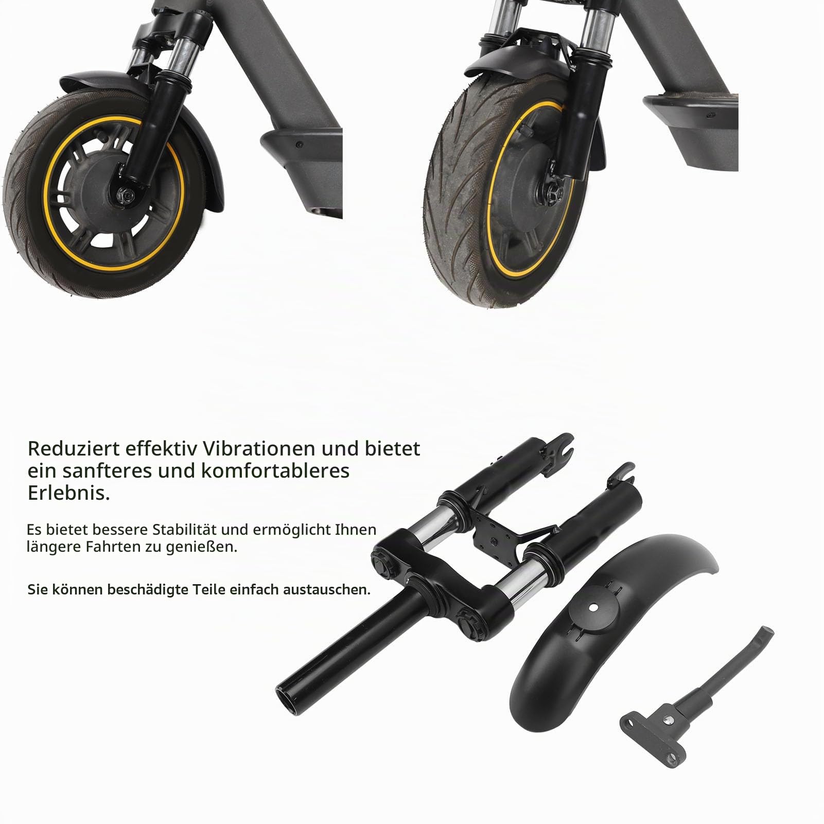 Elektroroller Federung Vorderradgabel Kit für Xiaomi M365/M365 Pro/M365 Pro 2/1S, E-Roller Stoßdämpfer Anti Vibration Federgabel mit Ständer und Schutzblech