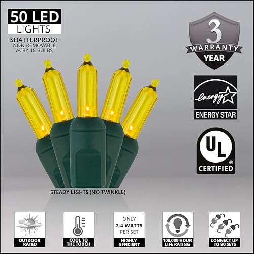 Miniatura 2 de Juego de luces navideñas pequeñas, estilo tradicional T5, para decoración de interior o exterior, de 120 voltios, con cable verde, con certificado