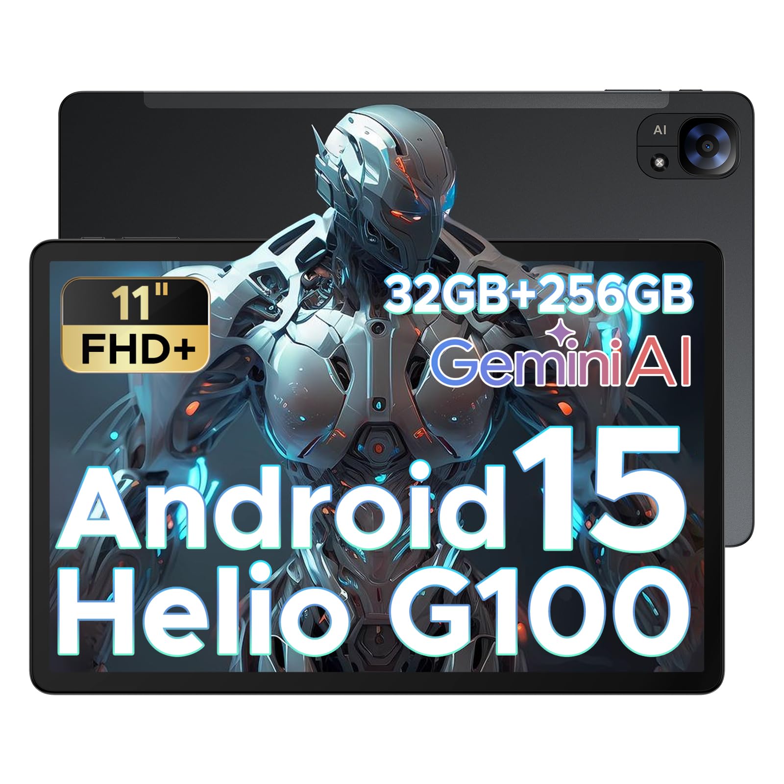 DOOGEE Tab E3 Android 15 AI Tablet 2025, 32GB+256GB/2TB, 11 Inch FHD+& 90 Hz, Helio G100 Gemini AI Gaming Tablet, 8800mAh Big Battery, 7.5mm Metal Body, Dual SIM Slot, 5G WIFI|GPS|BT5.2|Face