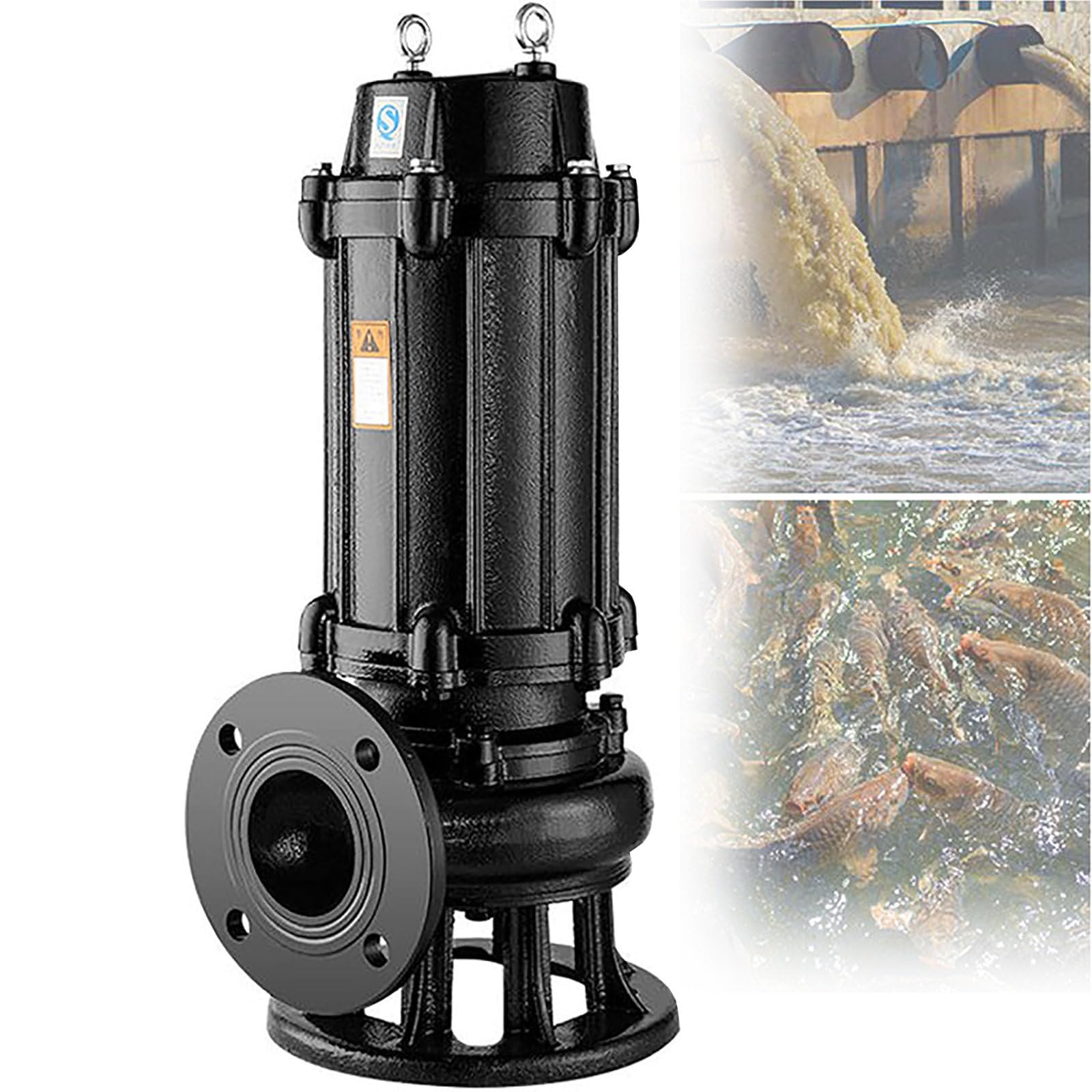 Bomba sumergible de aguas residuales, antiobstrucción, flujo grande/cabezal alto para sótanos, jardines, estanques, obras de construcción, control de inundaciones, drenaje, 3 kW