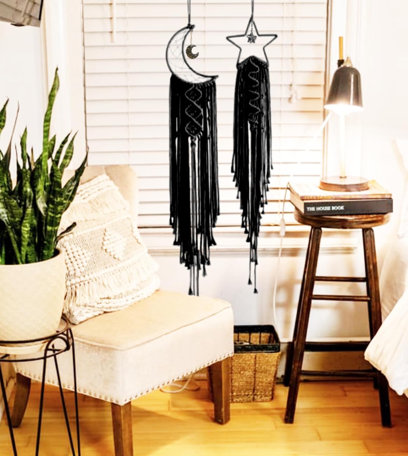 Star Moon Dream Catchers Black Boho Bedroom Decor Room Decorations