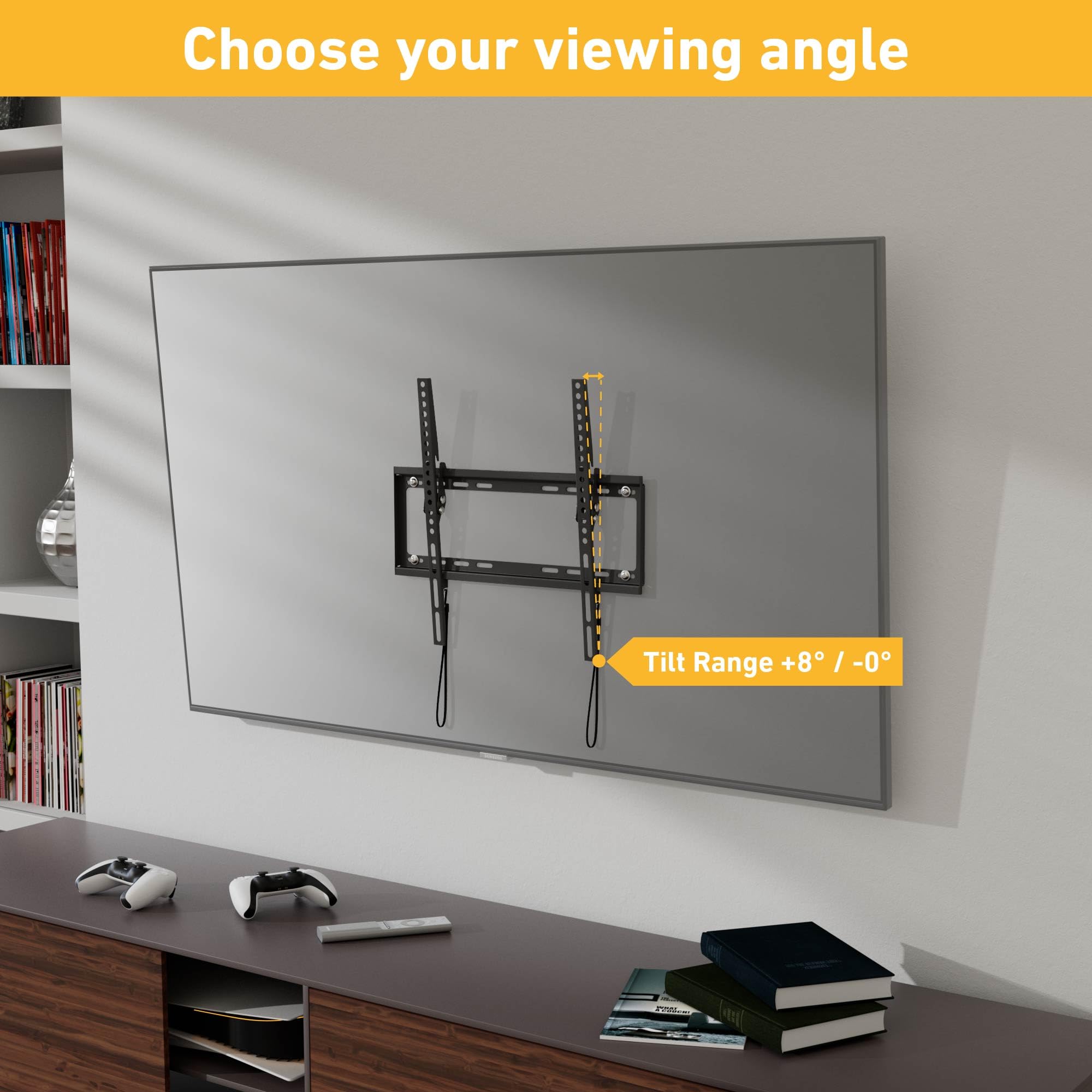 D-Line TV Wall Bracket for 32-70 Inch TVs, Low Profile Tilting TV Wall Bracket with Spirit Level, Slim Tilt TV Mount - Image 3