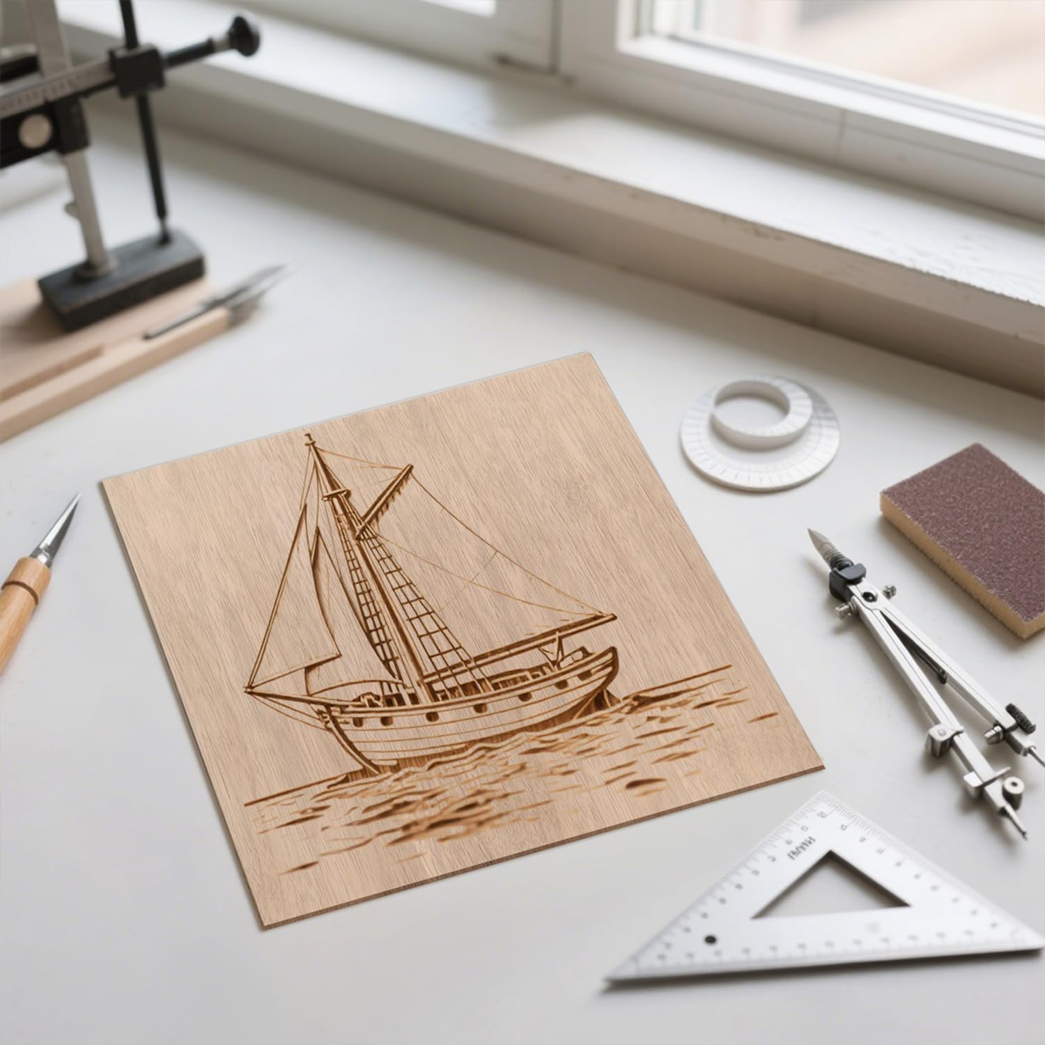 Pannello di compensato 3 mm, 300 x 300 mm, 50 pezzi, per lavori di bricolage, per modellismo, taglio laser, incisione per legno, pittura a olio fai da te