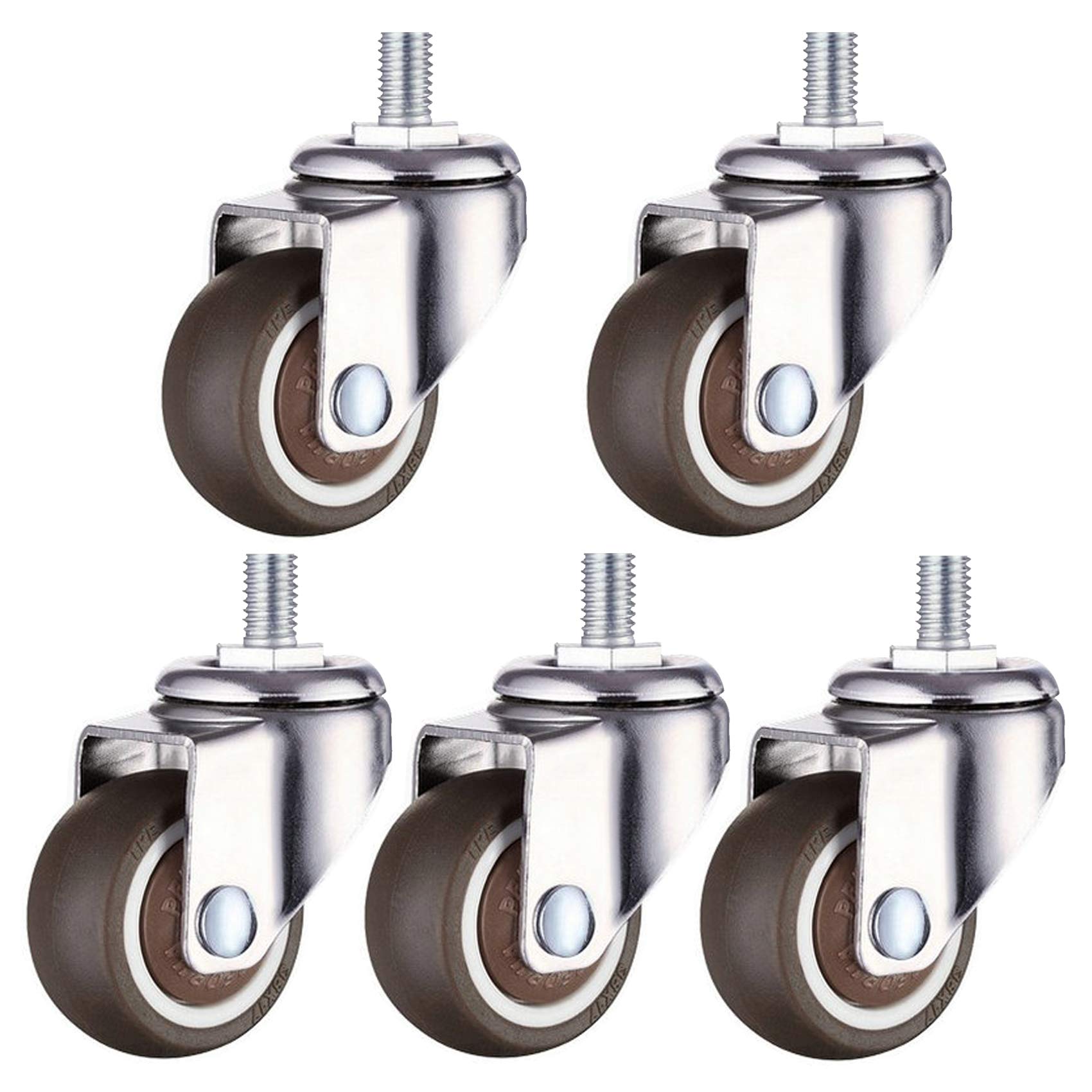 5X Rotelle Sedia Ufficio,Ruote Girevoli Gomma,Rotelline Ricambio Sedie Girevoli,Silenzioso Super,Perno Filettato M10x15mm,per Pavimenti Duri,Parquet,Laminato,Piastrelle o Pavimento in Pietra(2inch)