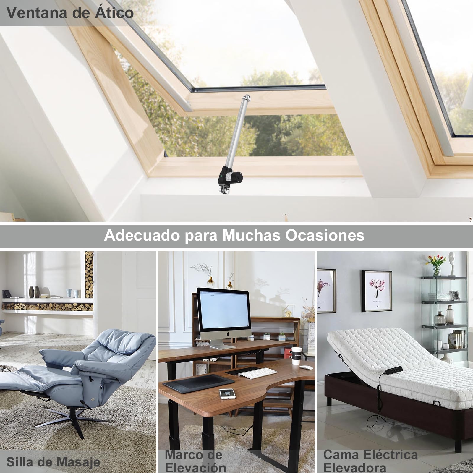 Justech DC 24V Actuador Lineal Motor 6000N 500mm Abridor Eléctrico de Puerta