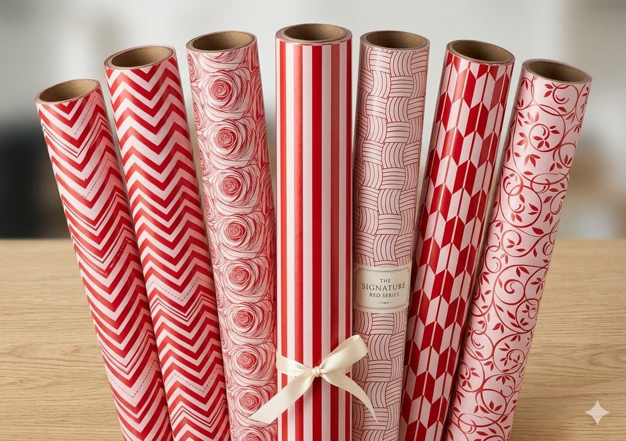 PaperAura Premium Gift Wrapping Paper Roll Set (7 Designs) | Red & White Printed Wrapping Sheets for Birthday, Anniversary, Wedding, Valentine's Day, Christmas & Special Gifts | Decorative Gift Wrap (Pack of 6)-image-31