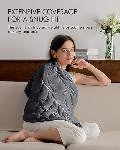 Miniatura 2 de Kaisa Manta con peso de 5 libras, 25 x 35 pulgadas, acogedora manta de terciopelo de cristal de lujo con peso pequeño para adultos, manta portátil