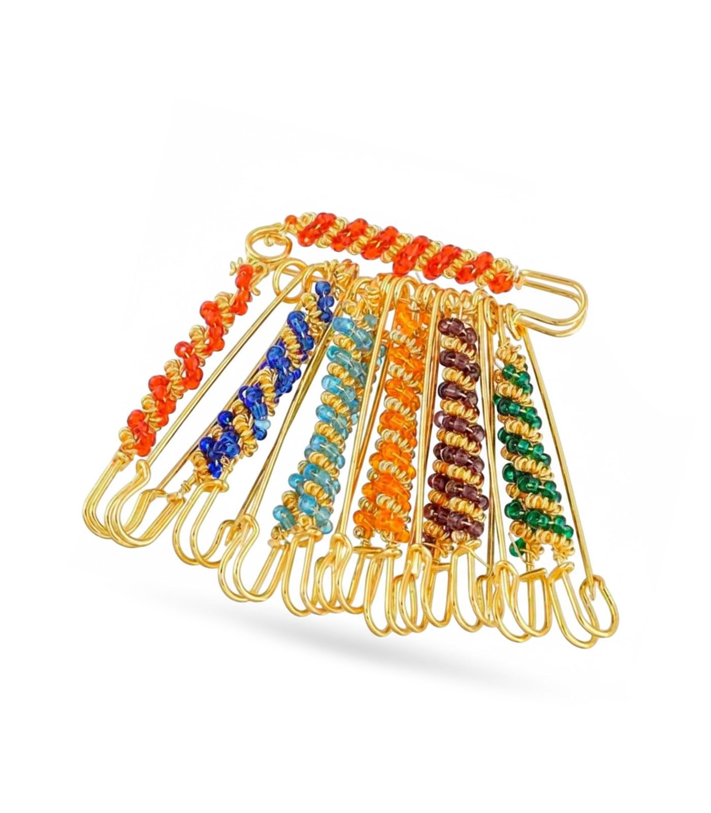 vama FASHIONS Gold Plated Multicolor Beads Fancy Saree pins Pleats Pallu Safety Sari Pin for Women-picture-50