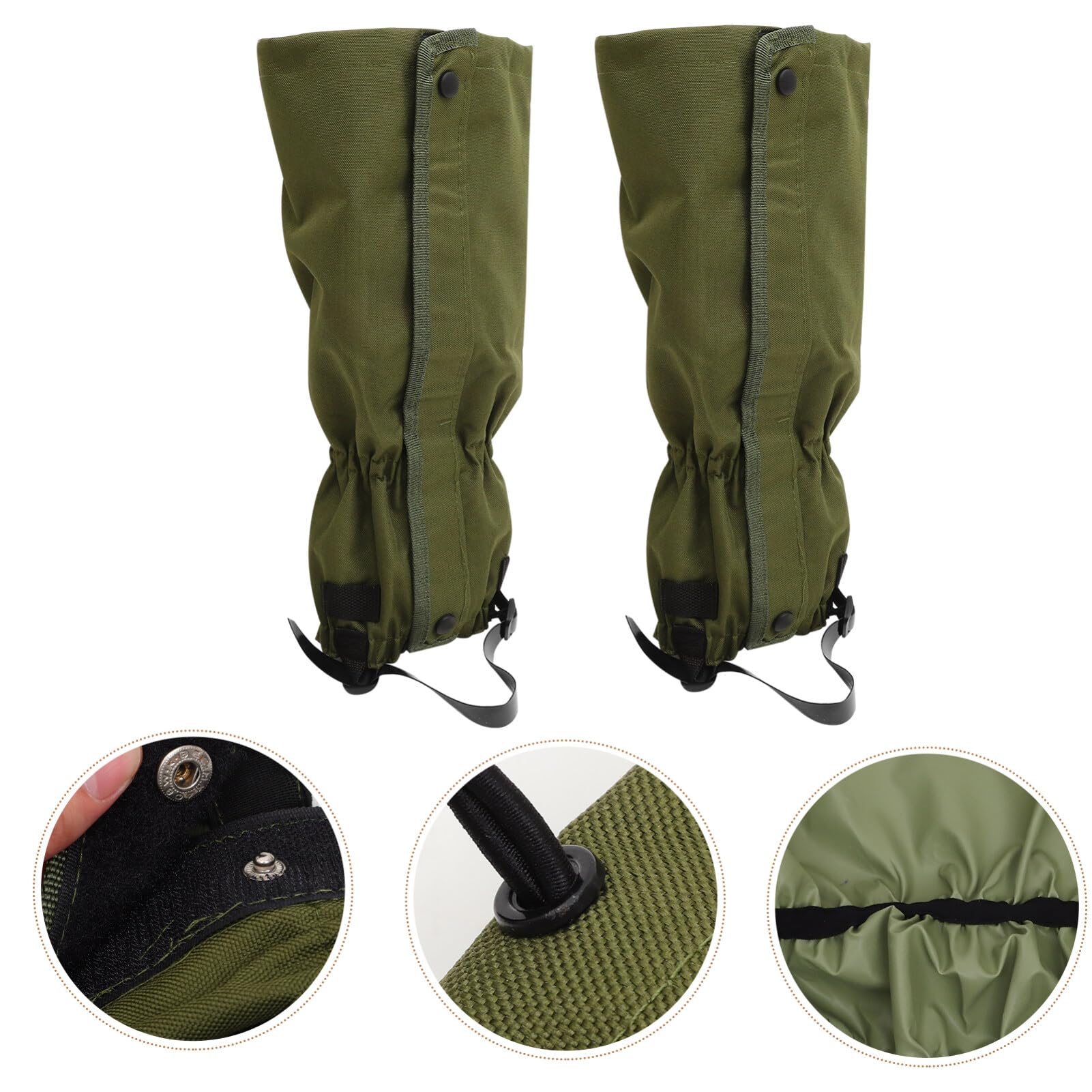 Guêtres Randonnée Imperméables Pliables, Paire Compacte, Oxford Vert