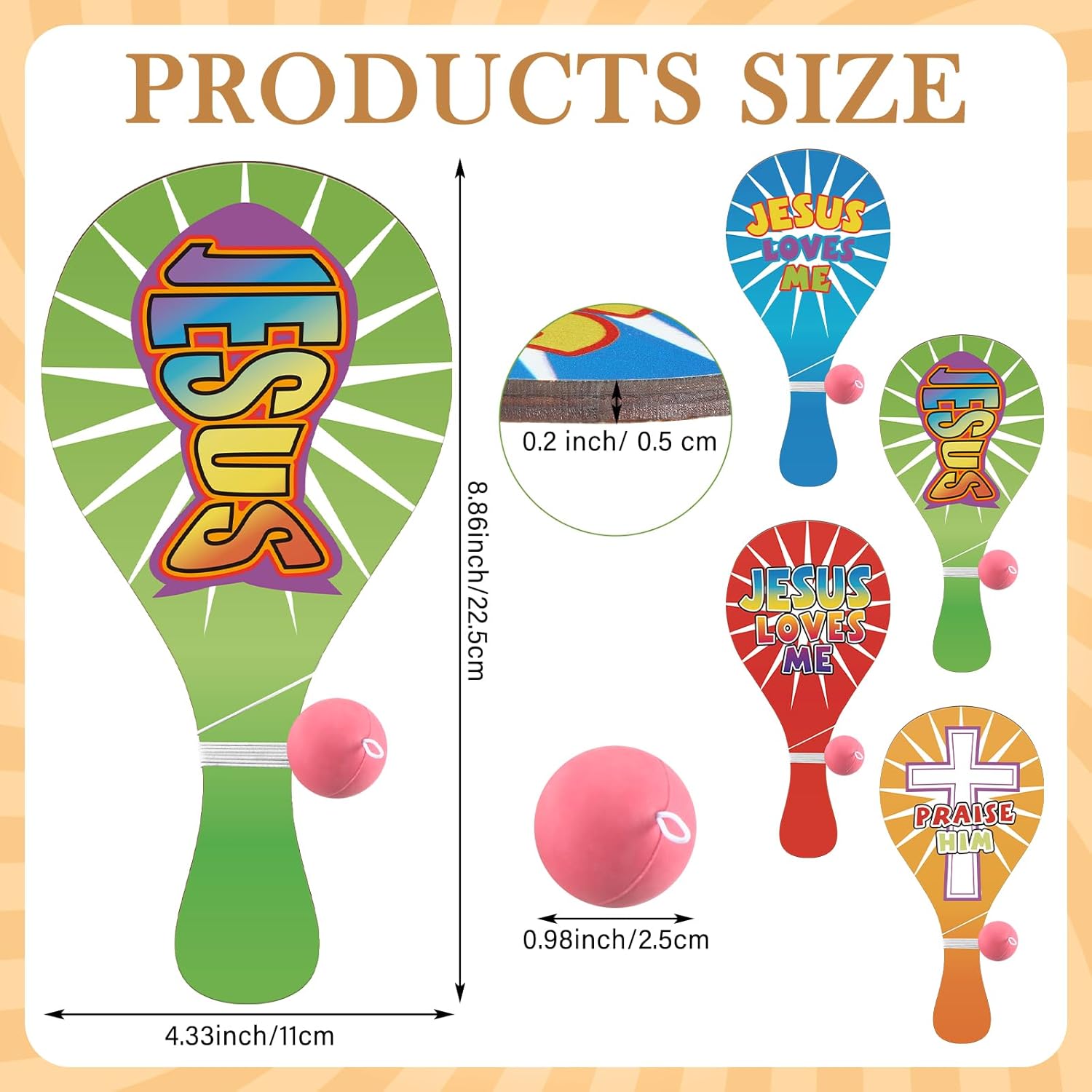 24 Pcs Easter Paddleball Games Jesus Love Me Party Favors Religious VBS Paddleball Toy for Kids Sunday School Church Activities Fun Faith Based Play for Christian Gifts or Rewards