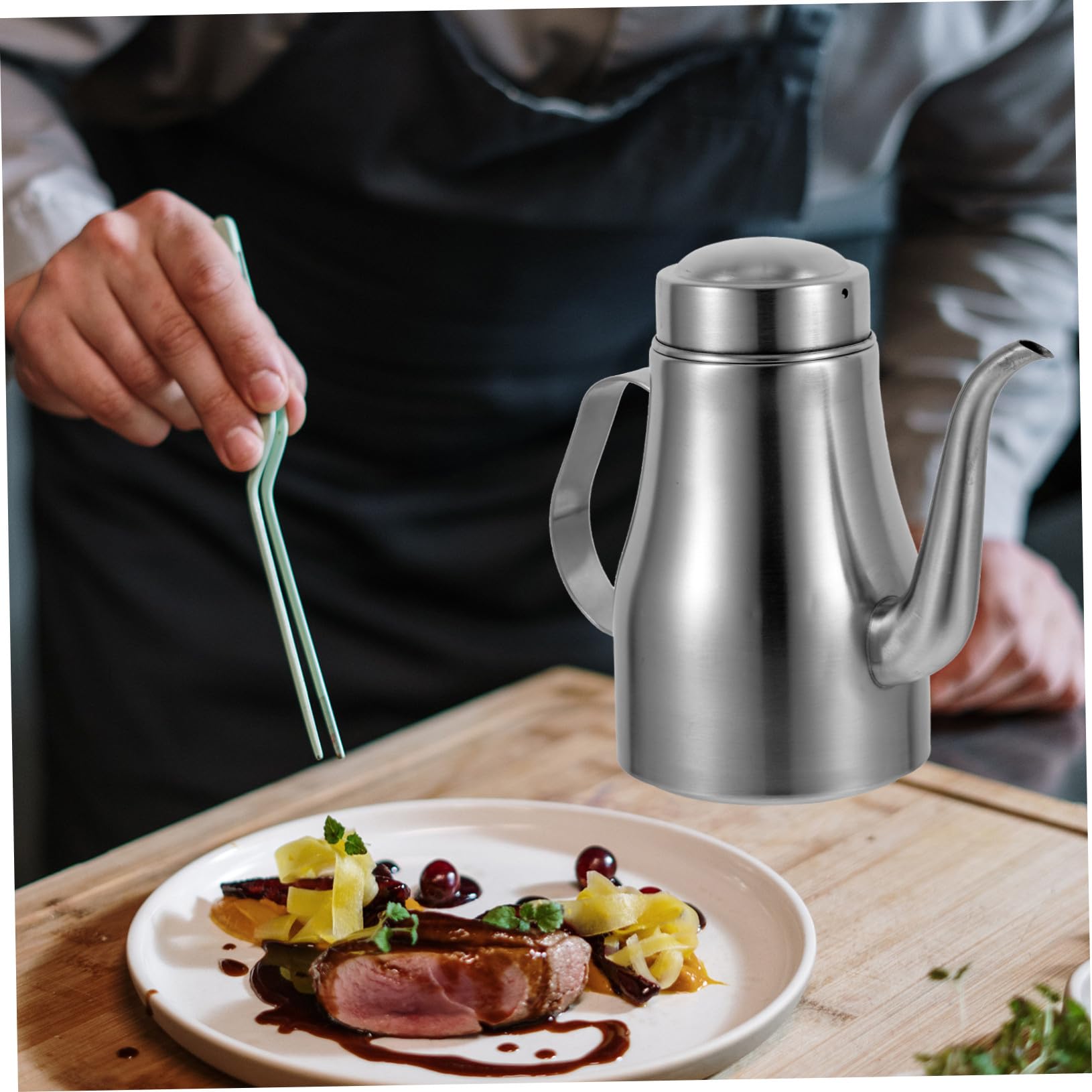 Botella Dispensadora Aceite de Cocina de Acero Inoxidable Anti-fugas para Aceite de Vinagre y Salsa Envase Multiuso para Condimentos y Aderezos