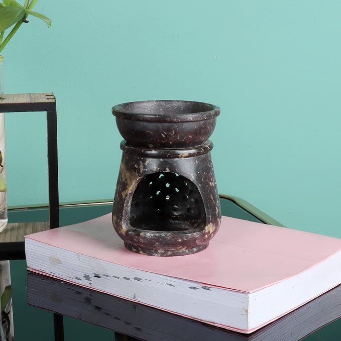 Itiha® Ceramic Black 01 Tea Light Aroma Oil Burner, Essential Oil Diffuser for Home Fragrance miniatura 6