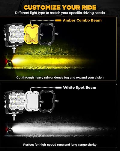 Miniatura 45 de Auxbeam XP-Ultra Series Hyperspot LED Pods, 3 pulgadas, 80 W, luces todoterreno de haz puntual de 9600 lúmenes, blanco ámbar, doble color, foco