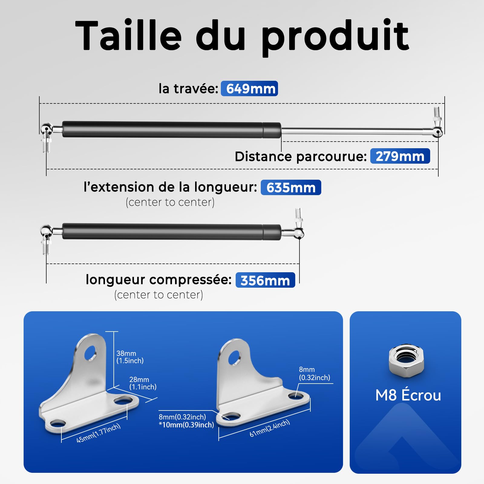 Gasveer opgaande klep grijs 245 mm, 30N bestellen? - Meubelbeslag Online