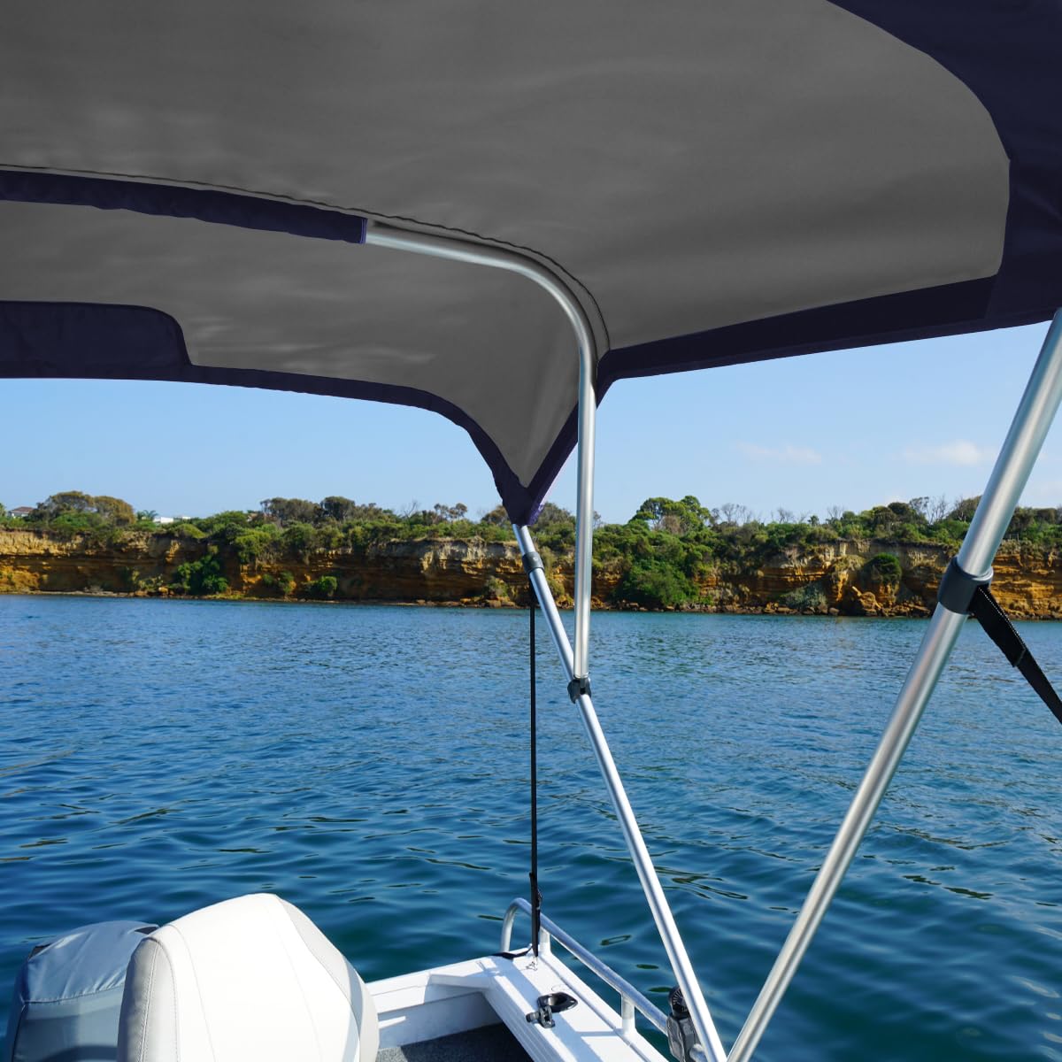 Oceansouth 3 Bow Bimini Top con integrato Conservazione Bagagliaio (Blu, Larghezza 1.7m - 1.9m)
