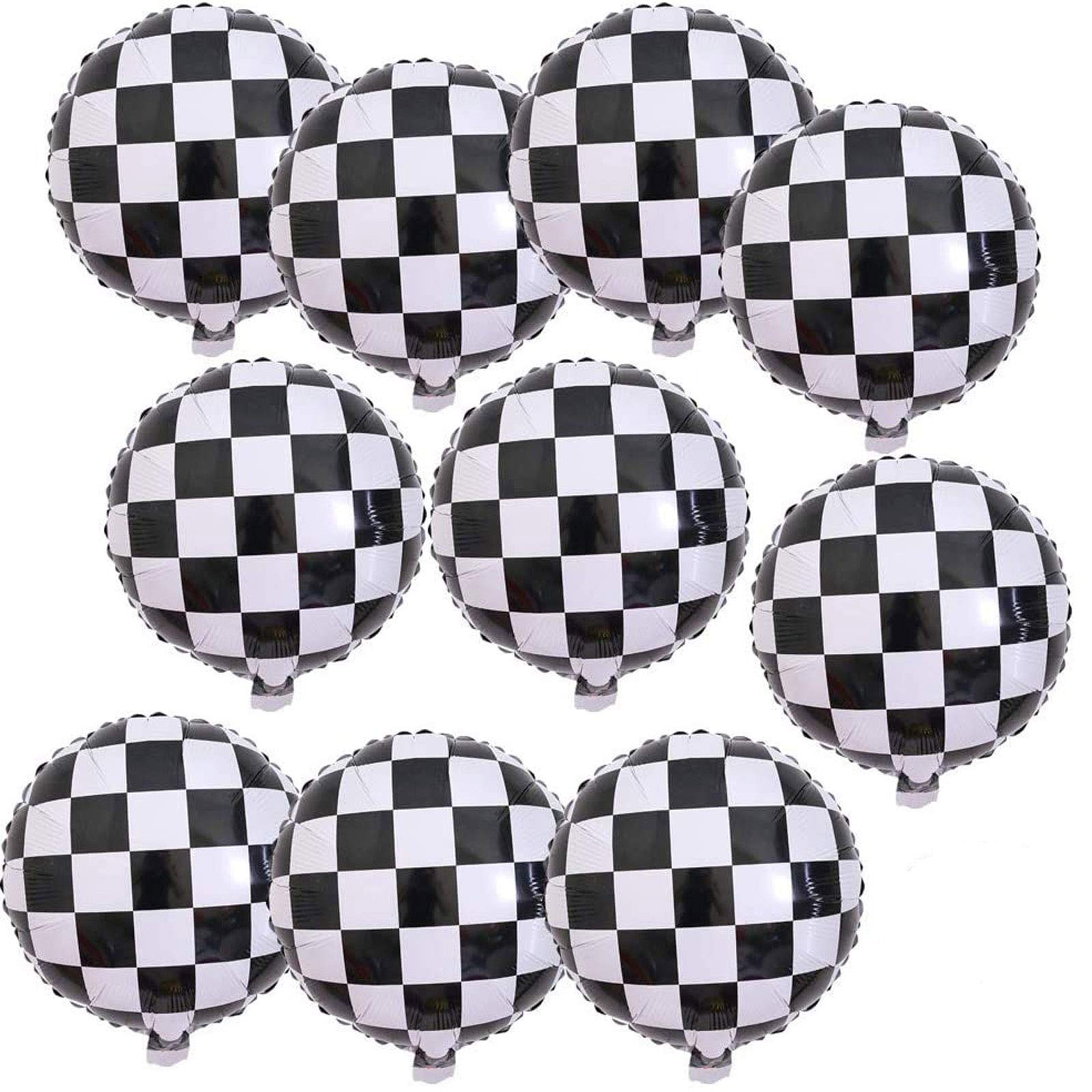 Soochat Checkered Balloon Checkerboard Balloons Aluminum Foil Balloons for Party Decoration 10pcs