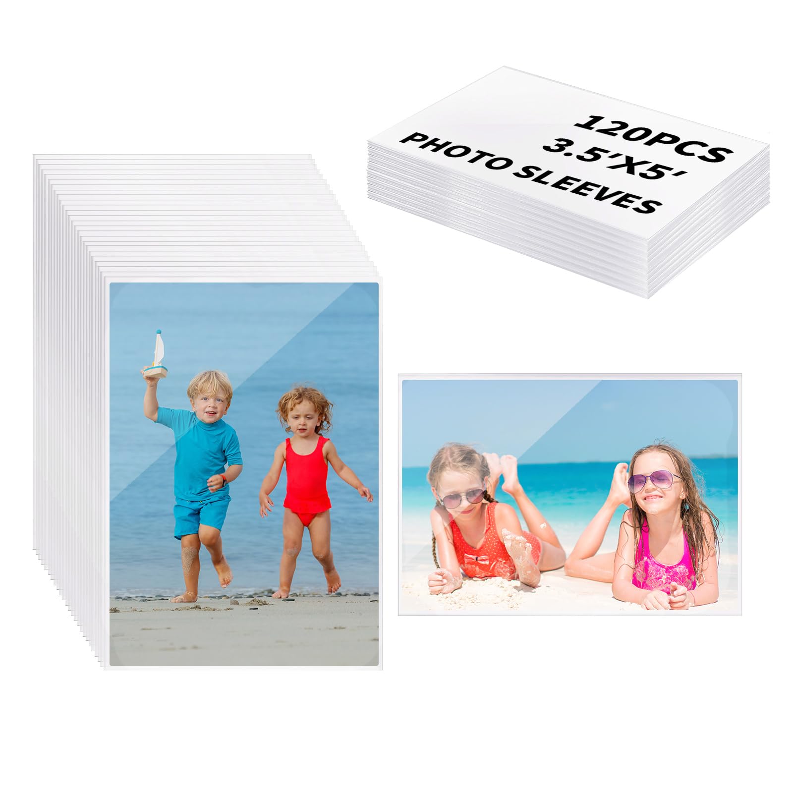 BESARME 3.5x5 inch Photo Sleeves, 120 Pcs Photocard Sleeves Top Loading Card Sleeves, Soft Clear Protectors for Photography Enthusiasts, Families, Organizers, Easy Categorization and Display
