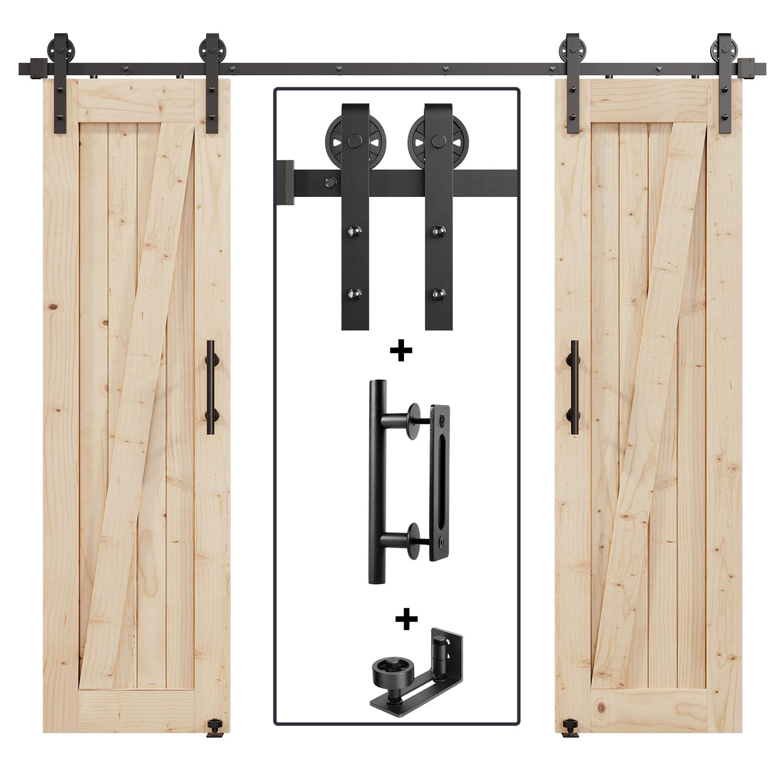 EaseLife 6.7FT Sliding Barn Door Hardware Track Kit & Handle,Big Industrial Spoke Wheel Pulley,Wall Mount,Slide Smoothly Quietly,Easy Install,Black,80" Track Fit for 36-38" Wide Opening (No Door) — Amazon image 11