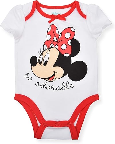 Miniatura 3 de Disney Minnie Mouse Fabulous - Paquete de 5 mamelucos para niñas recién nacidas, bebés y bebés Multicolor, Rosa, amarillo, blanco, Rojo/Negro/Blanco