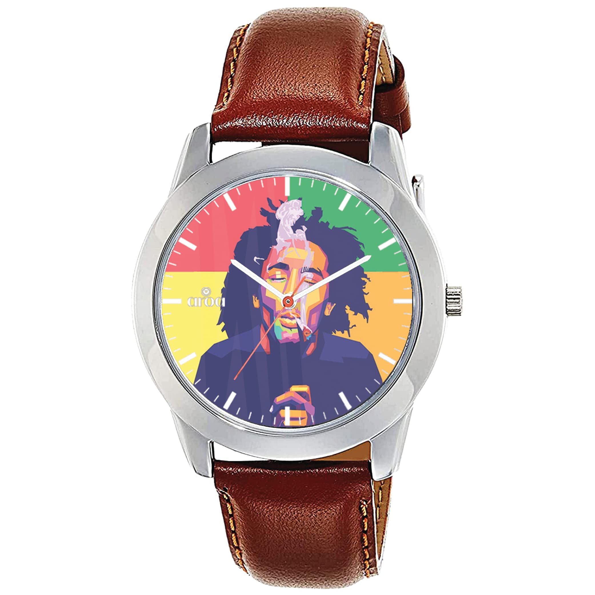 AROA Watch New Watch for Multi Color Bob Marley Steel Metal Type Analog Brown Strap Watch Multi Color Dial for Men Stylish Watch for Boys (B0BZP9MG9V) Amazon Price History, Amazon Price Tracker
