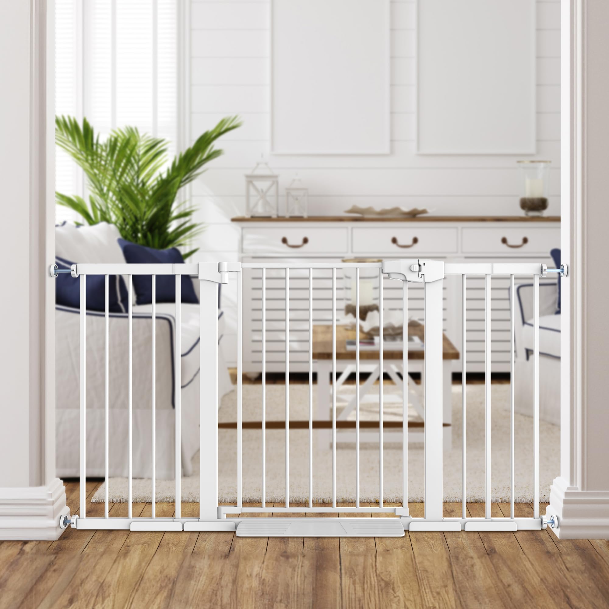 Puerta para bebés Easy Step Walk-Thru – Puerta de seguridad ajustable para bebés y mascotas, kit de montaje a presión, incluye taz