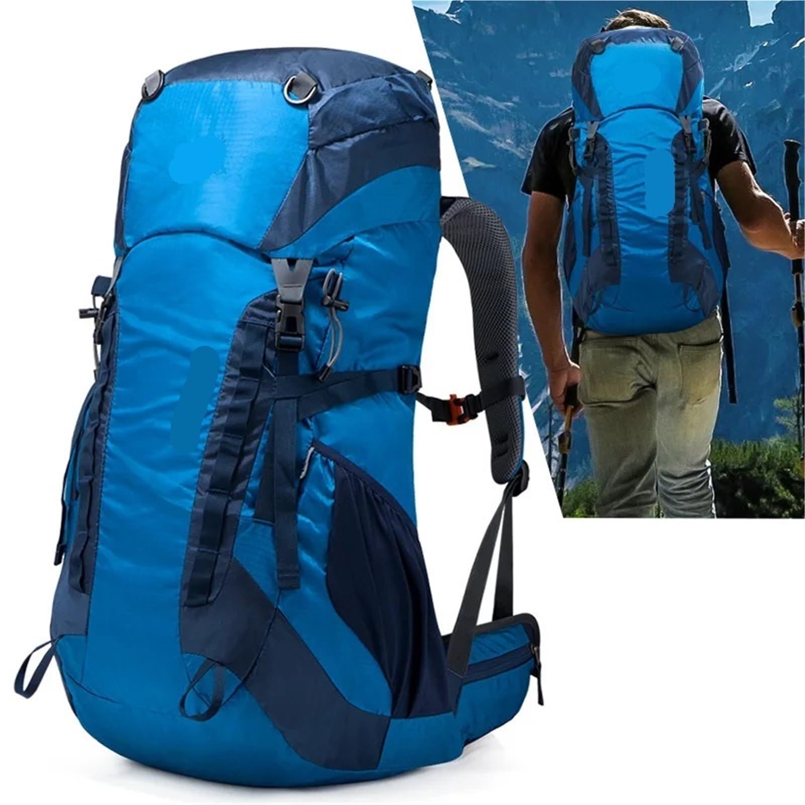 Zaino da outdoor Zaino da viaggio in nylon impermeabile con copertura antipioggia, for escursionismo, alpinismo, arrampicata, viaggi, uomo