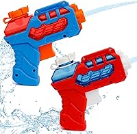 Psxuie 2 Pack Mini Water Guns for Kids - Squirt Blasters 25ft Range, Safe ABS, Easy Pull Trigger Pool Beach Summer Toys Boys Girls