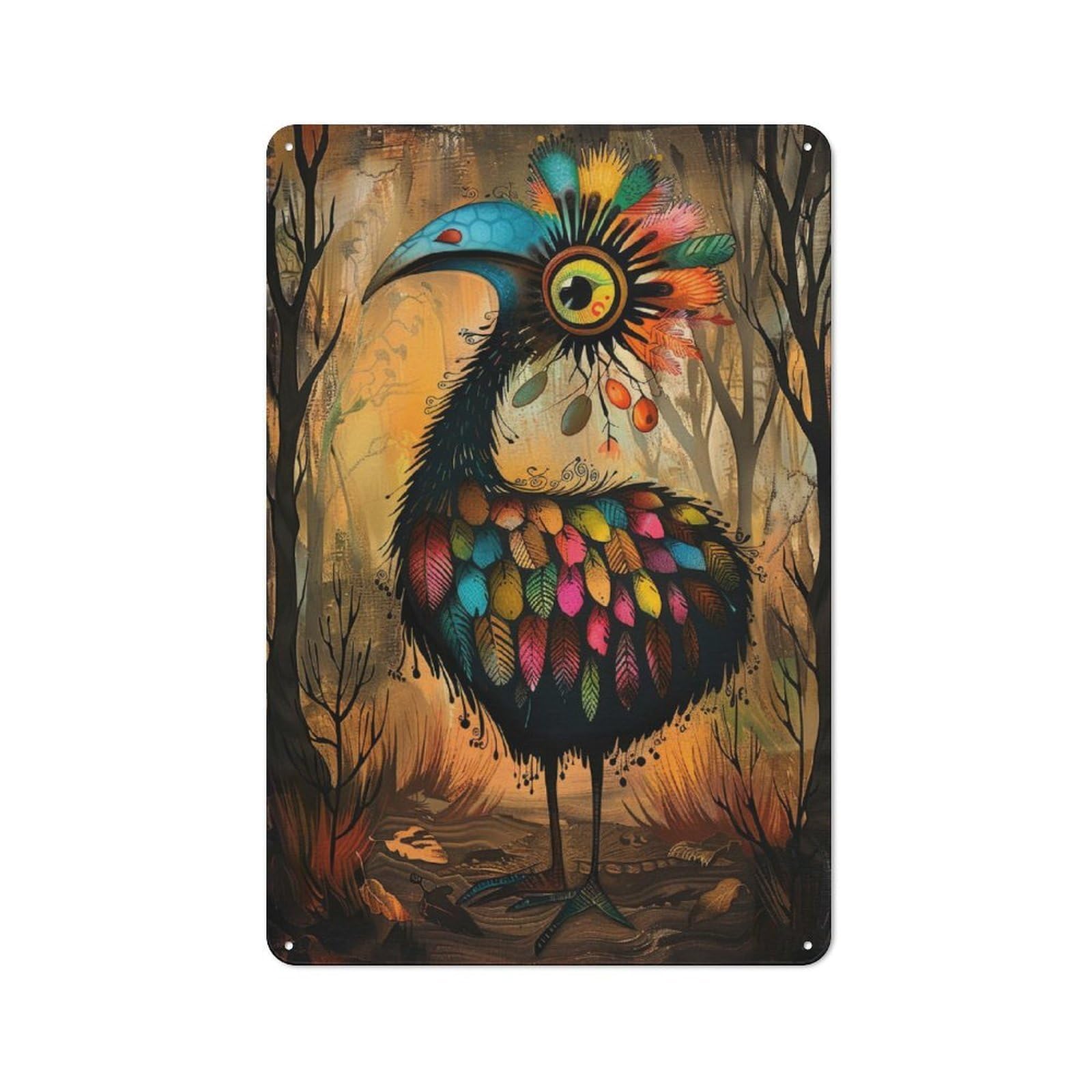 Junmoney Vibrant Forest Dodo Rustic Metal Plaque 30X20cm For Guest Room Or Hallway, A Decorative Metal Sign For Guest Rooms And Hallways