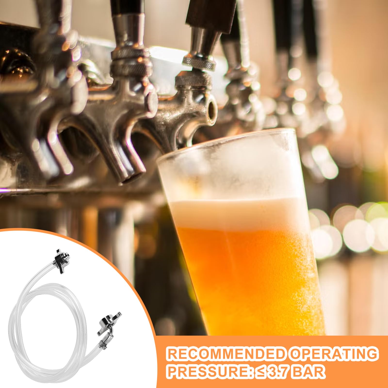 CRPOSP Tuberías de Gas de Cerveza 5/8" 7mm con juntas y Tuercas de Mariposa para conexión a Regulador de Presión CO2