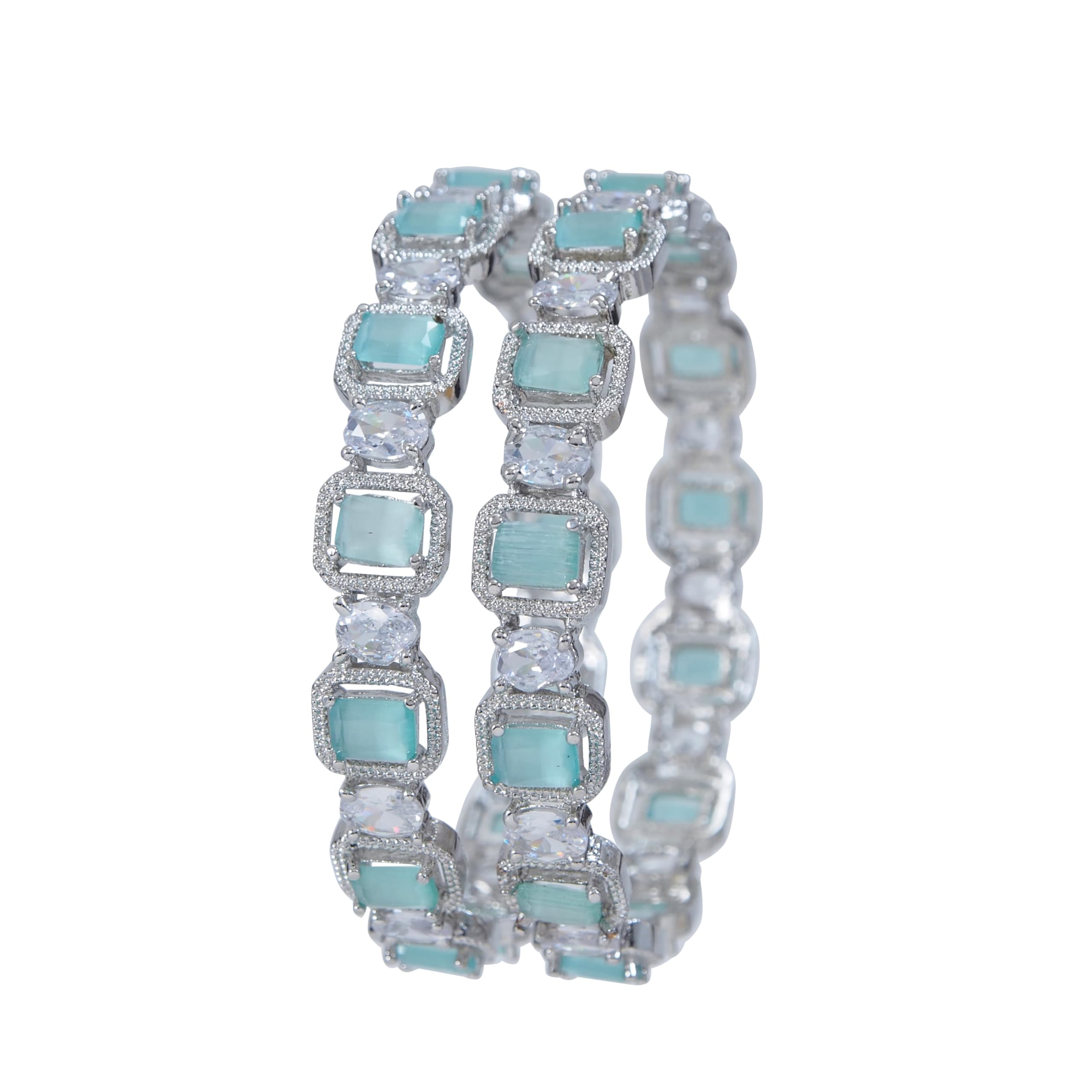OrnaDzn Zevellery American Diamond Studded Silver-Plated Traditional Emerald Green Bangles For Women/Girls (MINT, 2.4) (B0DBQBP5PC) Amazon Price History, Amazon Price Tracker
