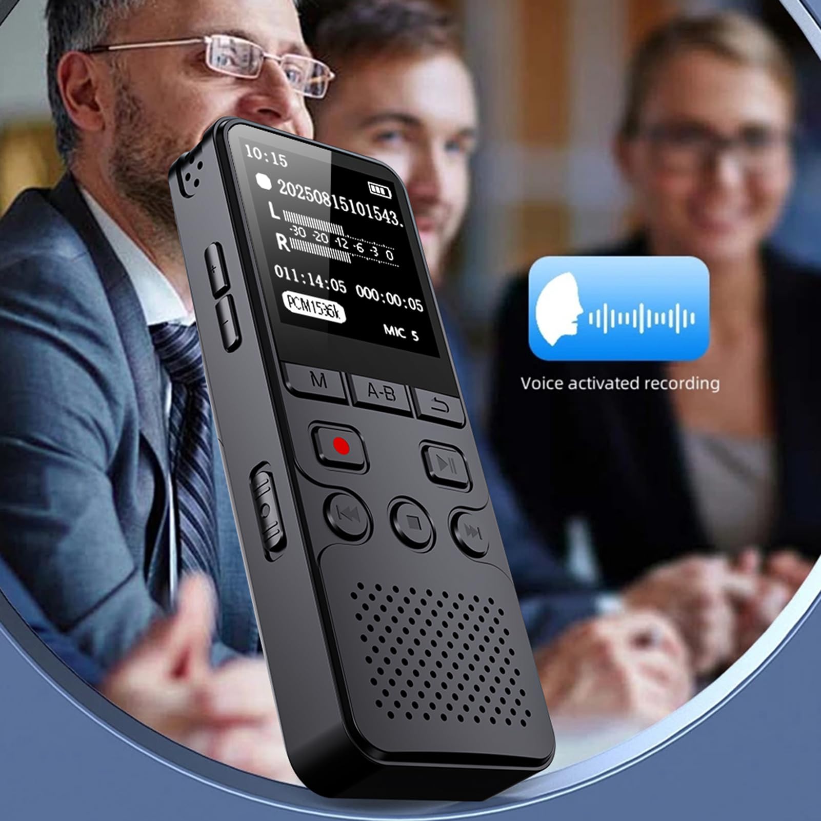 XUMIUZIY Grabadora de Voz Digital con Pantalla TFT de 1,4 Pulgadas, Grabadora de Voz Portátil con Micrófono Dual para Conferencias, Reuniones, Clases, Entrevistas (32G)