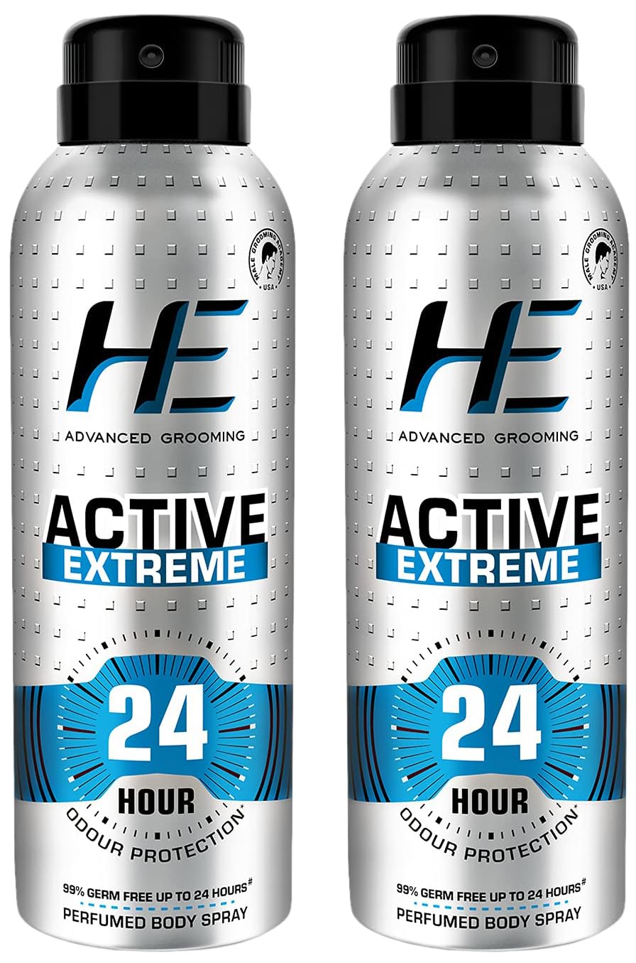 HE Active Extreme Perfumed Body Spray 150ml for Today's Active Men, 24 Hour Odor Protection* 99% Germ Free up to 24 hours (Pack of 2)-image-44