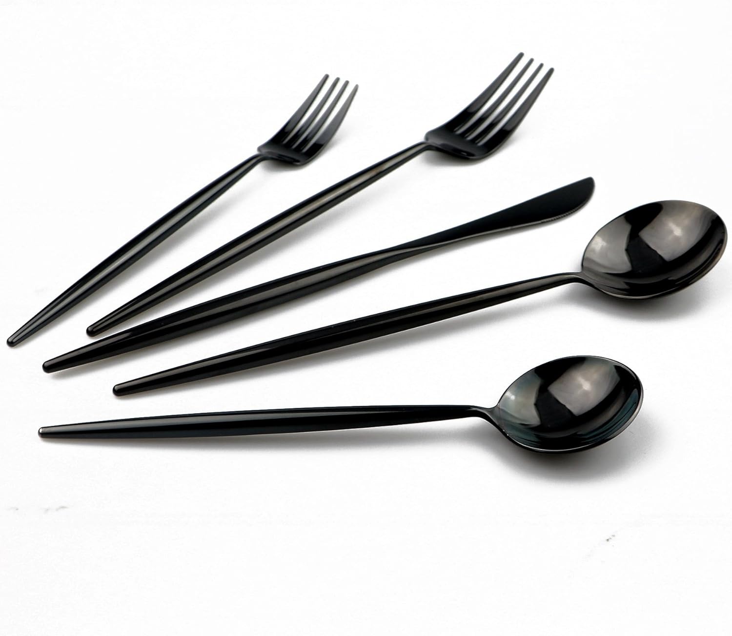Luxury Black 18/10 Stainless Steel Flatware Set Home Kitchen Restaurant Tableware Cutlery Set, Service for 4, Mirror Finished, Dishwasher Safe