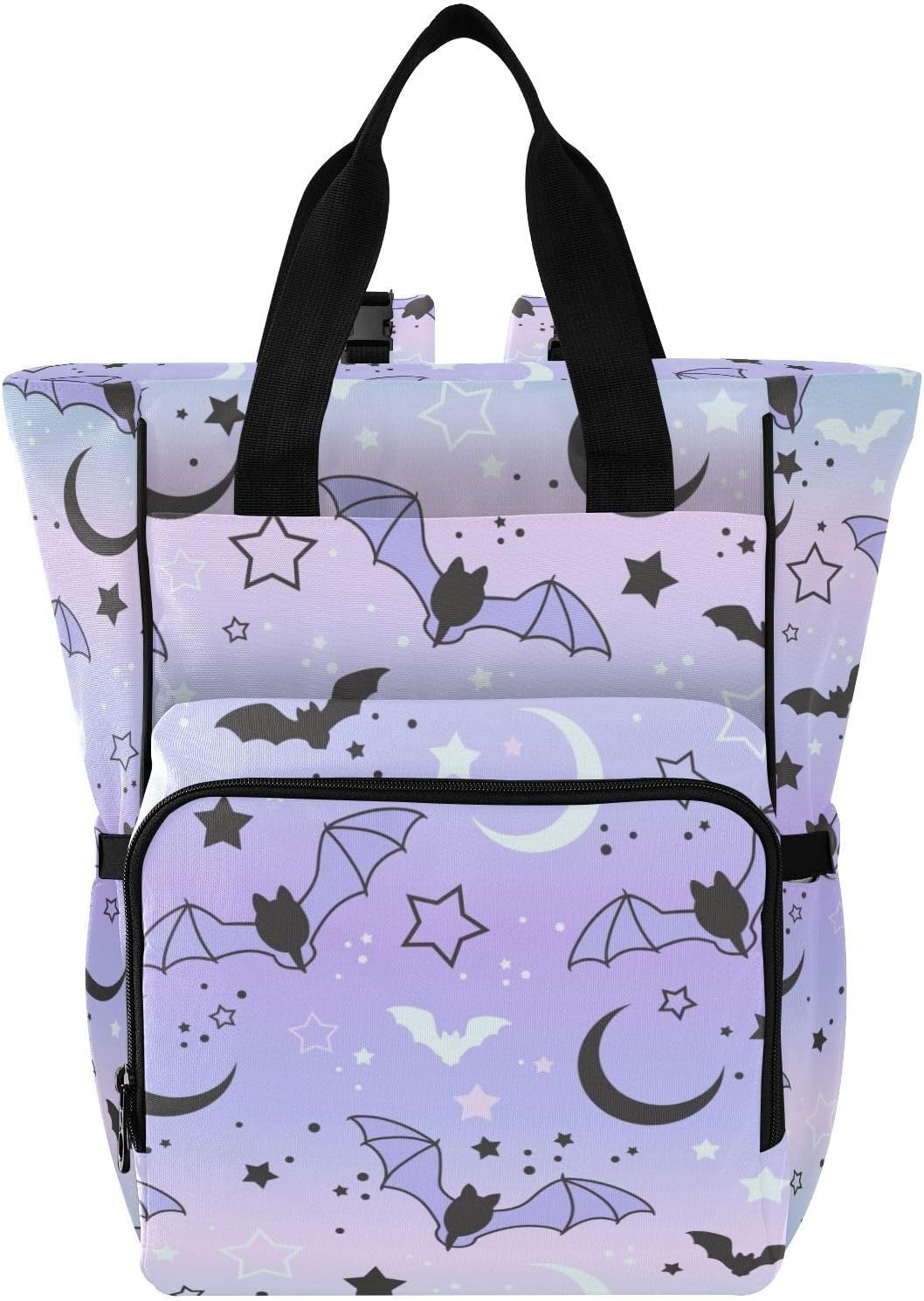 Diaper Bag Backpack Cute Bats Starry Sky Travel Diaper Bags for Women, 10L Functional Baby Changing Bag with Insulted Pockets, Stroller Straps