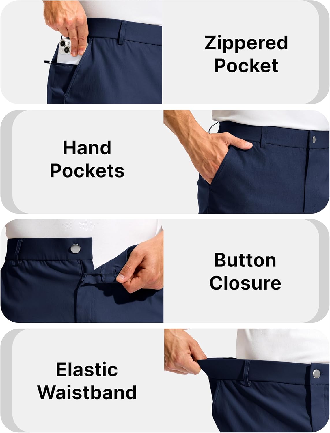 Pudolla Men's Golf Dress Shorts 7"/9" Stretch Casual Work Hybrid Shorts for Men with 3 Pockets Quick Dry Breathable - Image 5