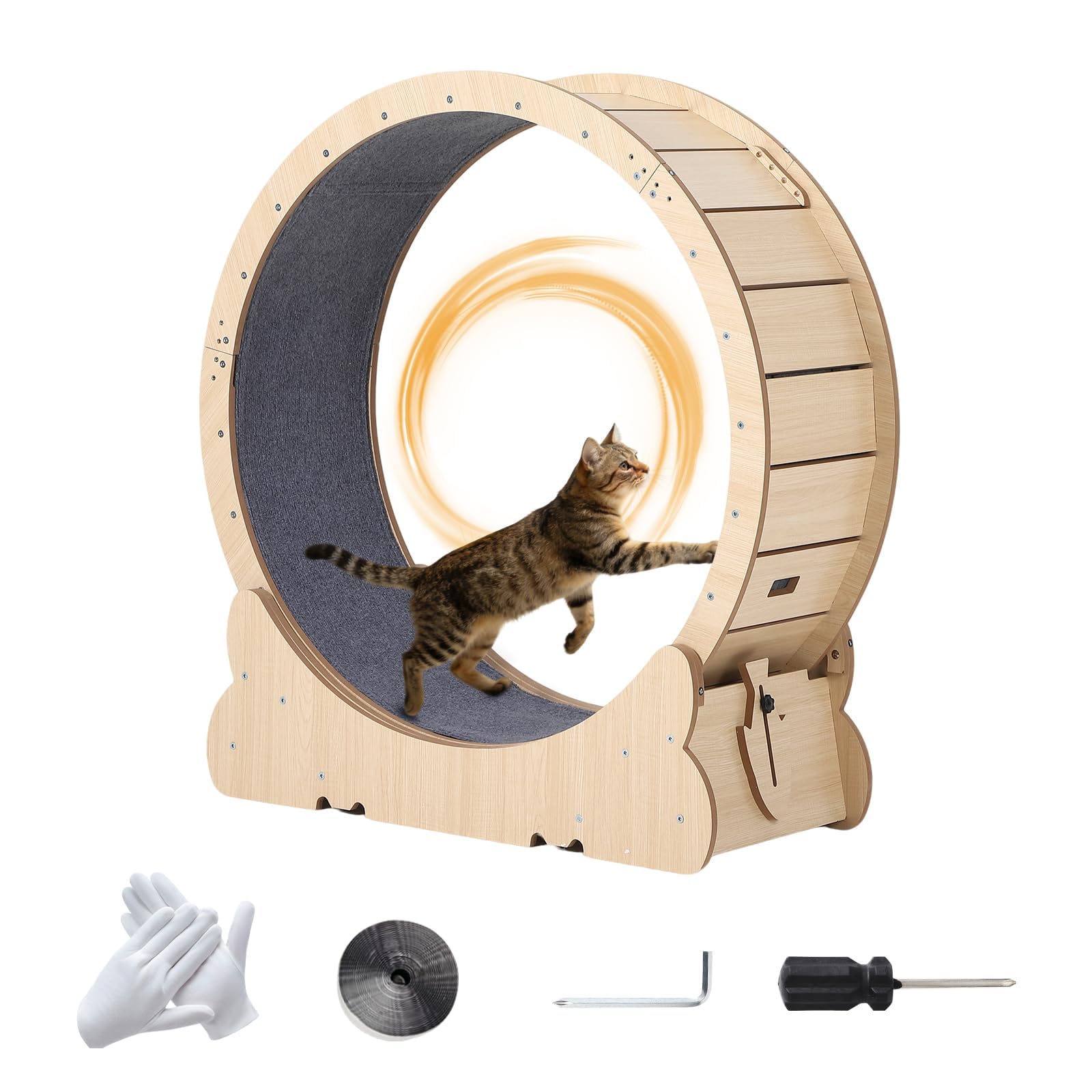 GarveeHome Cat Exercise Wheel, 35.4 Inch Large Cat Treadmill Wheel with Detachable Carpet, Modern Cat Running Wheels for Indoor Cats Weight Loss and Health, Running/Walking/Training