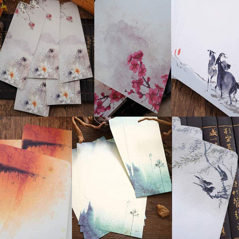 Carta Da Lettere Vintage Con Buste - Set 48 Fogli E 24 Buste Stile Cinese Per Scrittura