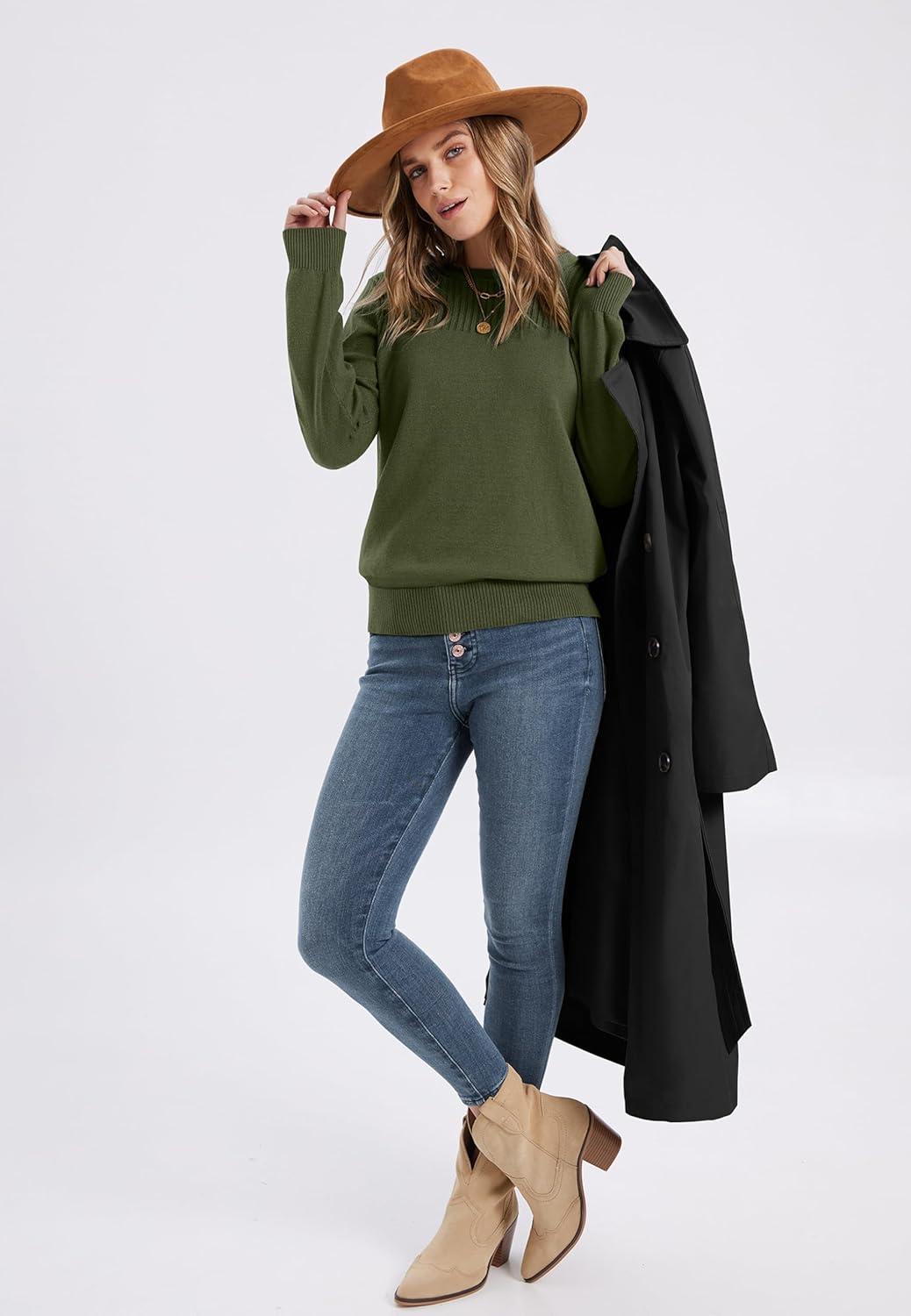 XIEERDUO Sweaters for Women Long Sleeve Shirts Round Neck Ribbed Knit Pullover Sweater Fashion Clothing - Image 4