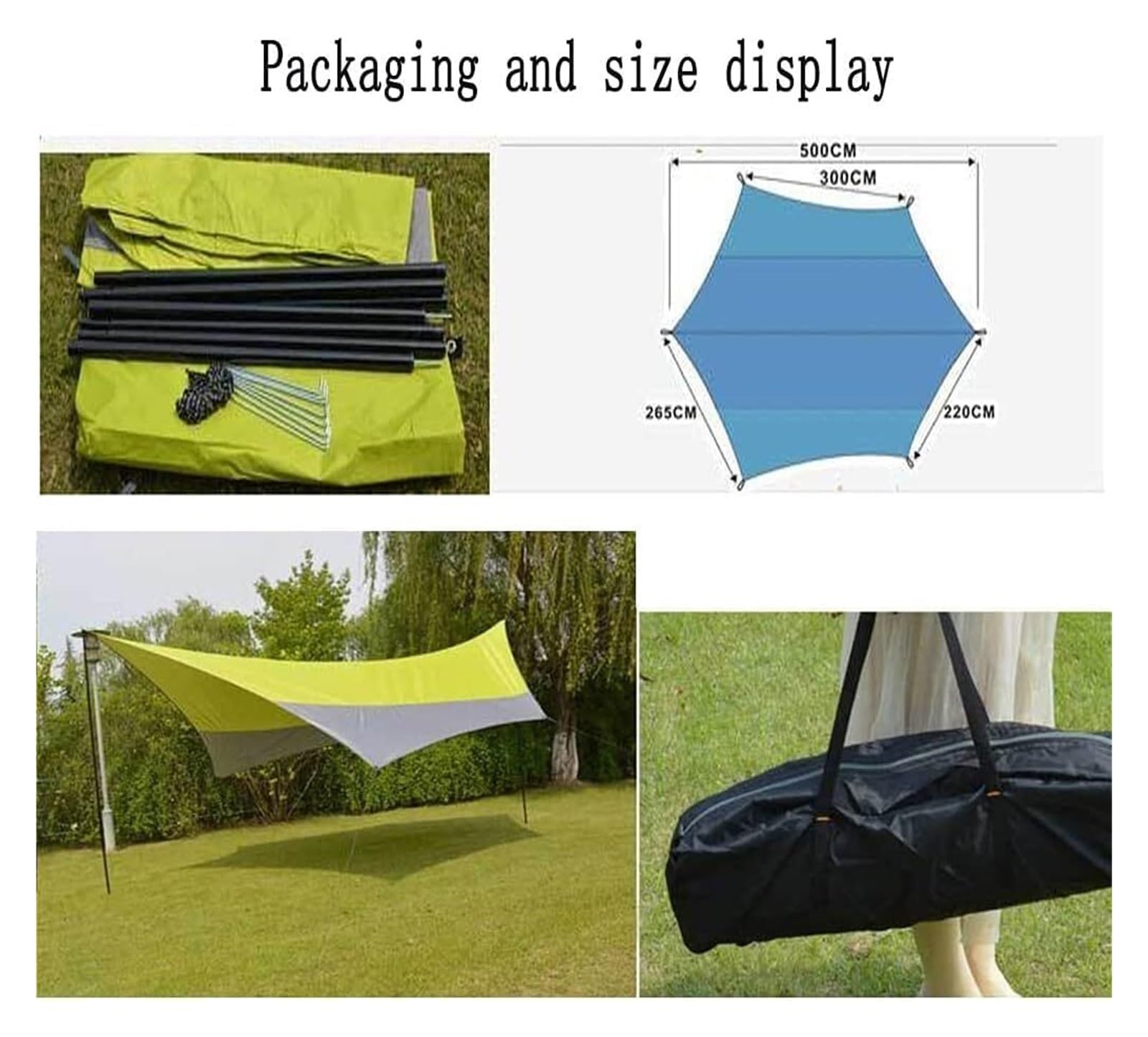 Telo da Campeggio Pesante, Riparo da Campeggio Portatile, Tenda da Pioggia for Amaca, Telo da Campeggio Leggero Oxford 210D, 500 * 450 cm