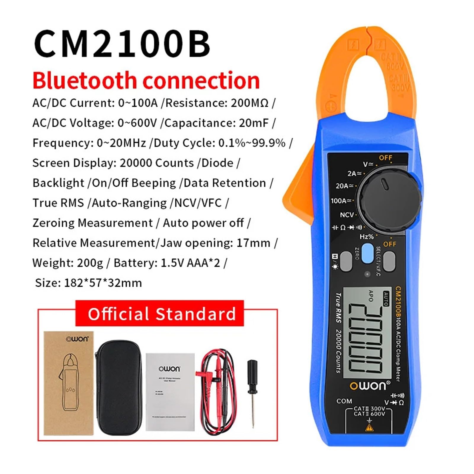 CM2100 20000Counts Pinza amperometrica digitale True RMS AC DC